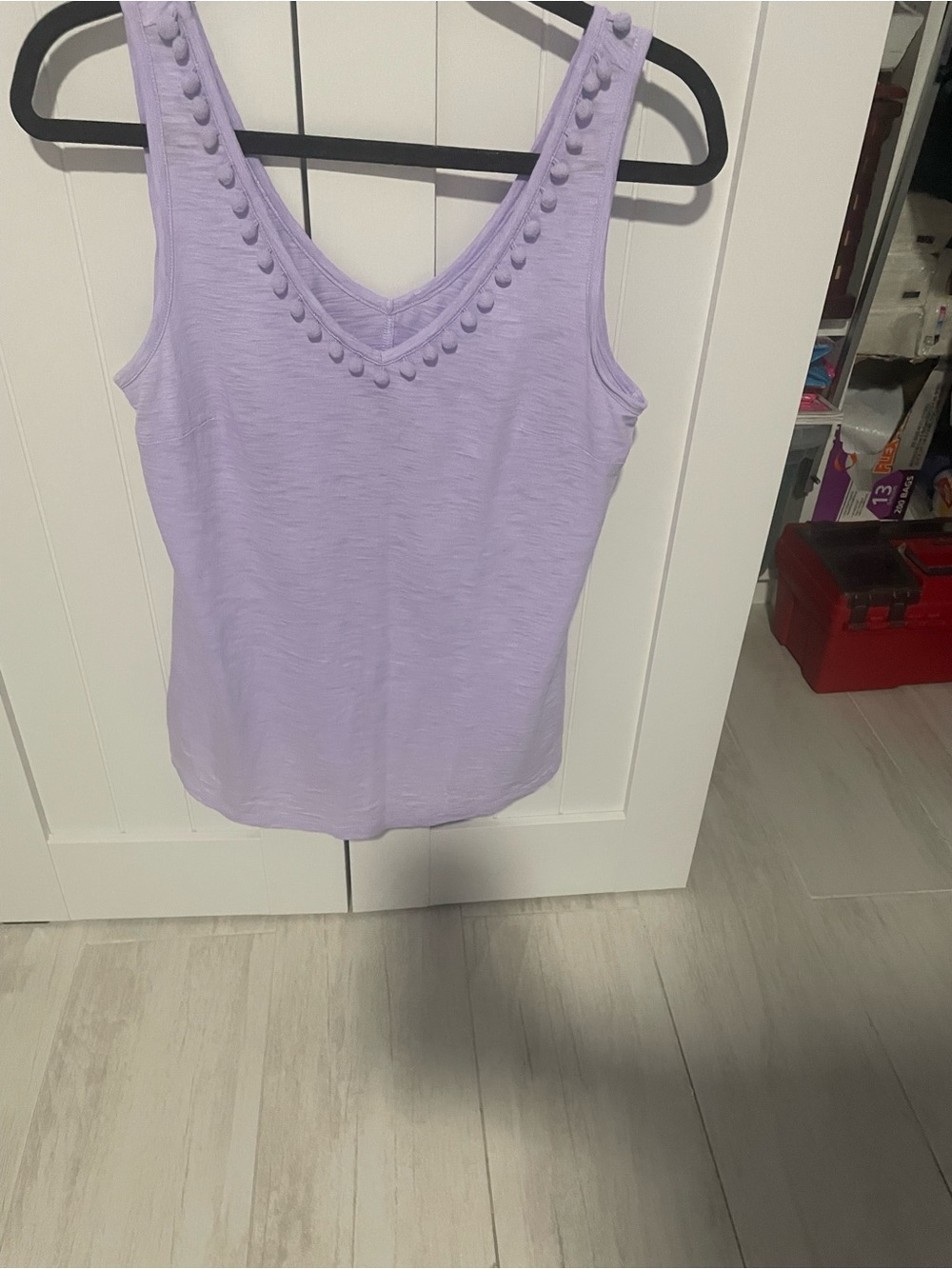Lilly Pulitzer Lavender Pom-Trim V-Neck Tank